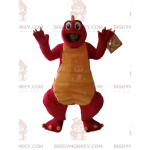 Red and Yellow Funny Dinosaur BIGGYMONKEY™ Mascot Costume –