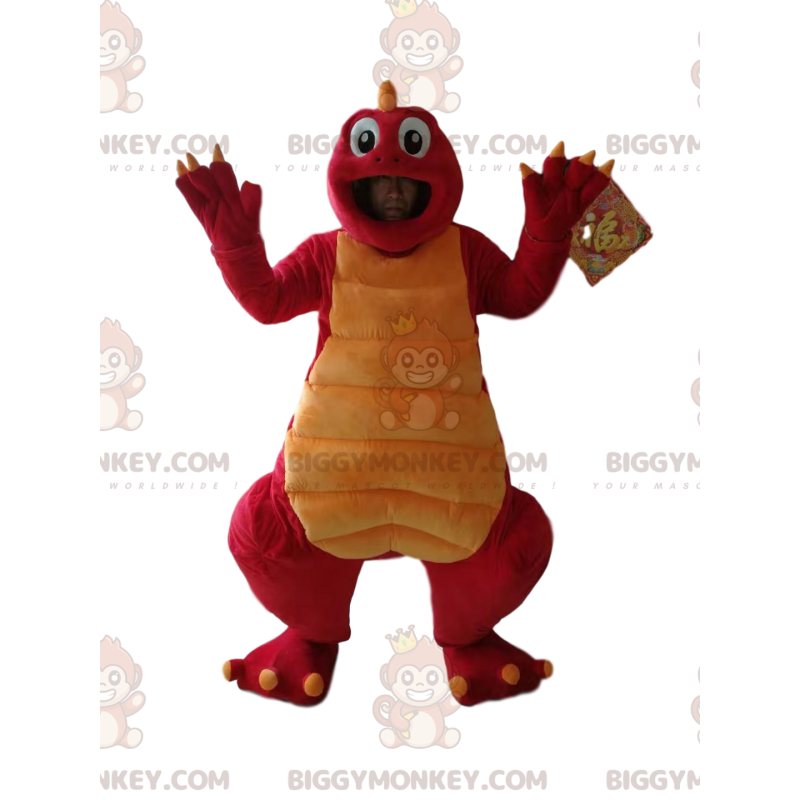 Costume de mascotte BIGGYMONKEY™ de dinosaure rigolo rouge et