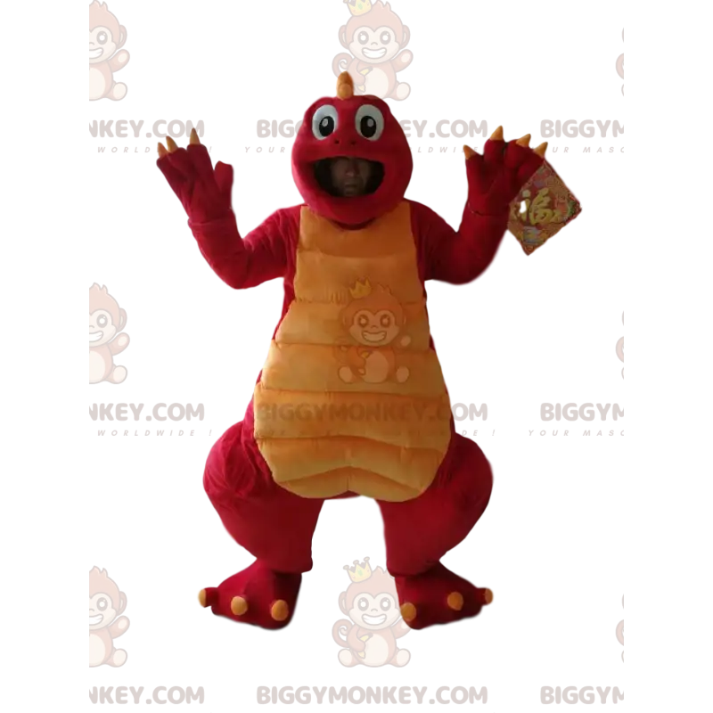 Red and Yellow Funny Dinosaur BIGGYMONKEY™ Mascot Costume –