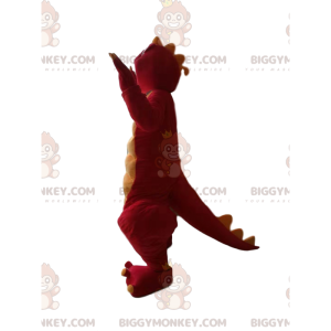 Rød og gul sjov dinosaur BIGGYMONKEY™ maskotkostume -