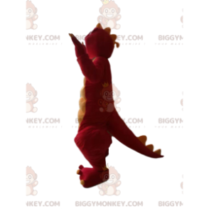 Rode en gele grappige dinosaurus BIGGYMONKEY™ mascottekostuum -