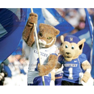 BIGGYMONKEY™ maskottiasu, ruskea tiikerigepardi urheiluasuissa