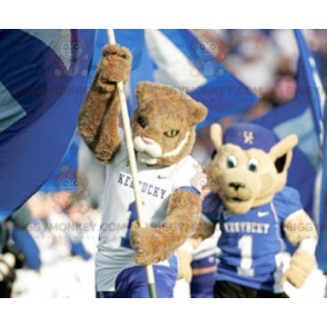 Kostým maskota BIGGYMONKEY™ Hnědý tygří gepard ve sportovním
