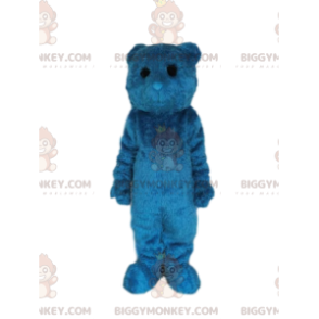 BIGGYMONKEY™ Maskottchenkostüm Blauer Bär mit schwarzen Augen -
