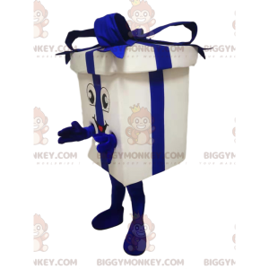 Hvid og blå gavepakke BIGGYMONKEY™ maskotkostume -