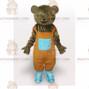 Costume de mascotte BIGGYMONKEY™ d'ours brun avec une salopette