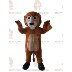 Brun og solbrun løve BIGGYMONKEY™ maskotkostume. løve kostume -