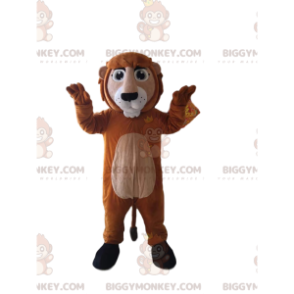 Brun og solbrun løve BIGGYMONKEY™ maskotkostume. løve kostume -