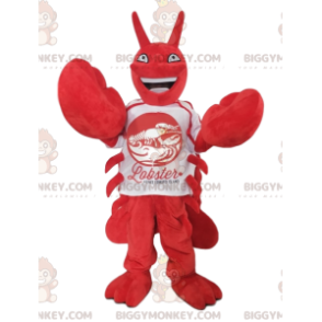 Veselý kostým humra BIGGYMONKEY™ maskota s bílým dresem –