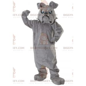 BIGGYMONKEY™ Mascottekostuum Grijze Bulldog met blauwe ogen -