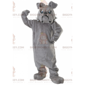 BIGGYMONKEY™ Mascot Costume Gray Bulldog With Blue Eyes -