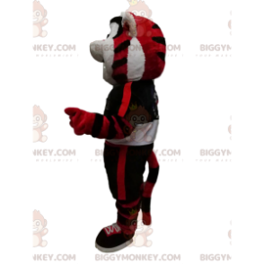 Red and Black Tiger BIGGYMONKEY™ Mascot Costume With Sportswear