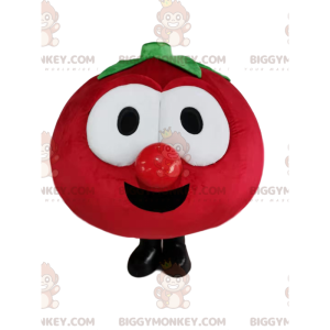 Traje de mascote BIGGYMONKEY™ de tomate vermelho muito alegre –