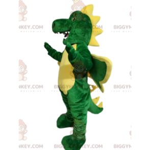 Grøn og gul sjov drage BIGGYMONKEY™ maskotkostume -