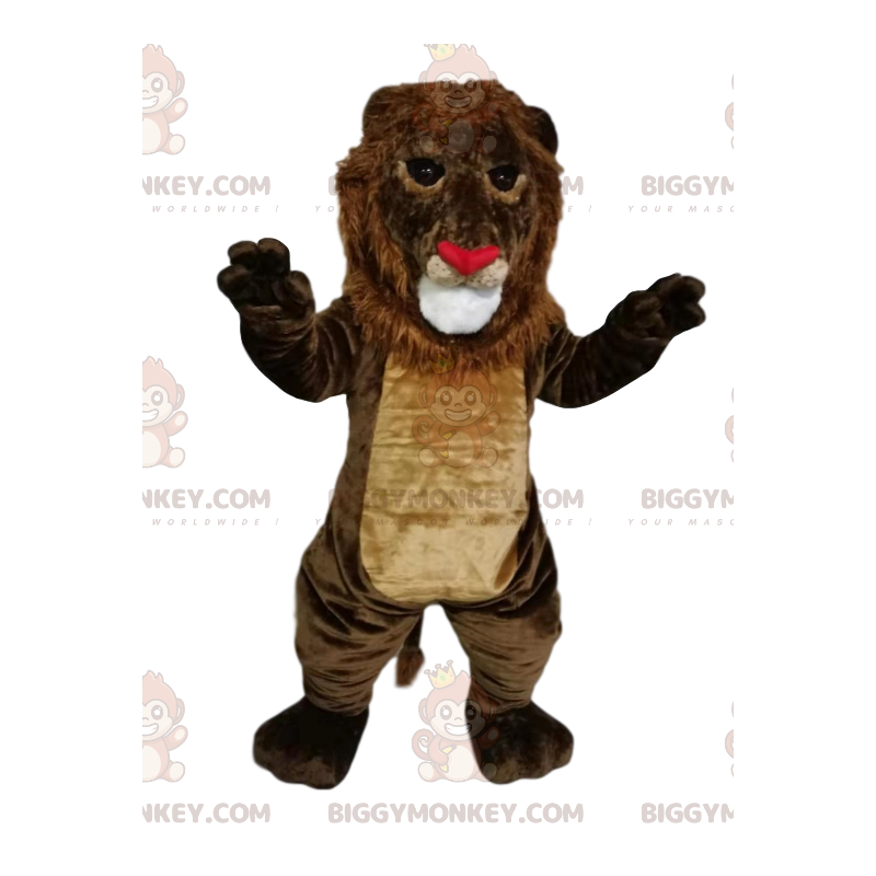 Traje de mascote de nariz de coração de leão marrom Traje de mascote de nariz de coração de leão marrom