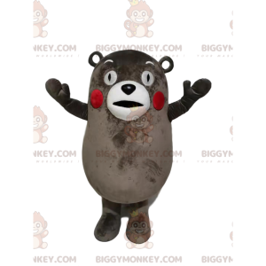 BIGGYMONKEY™ Mascottekostuum grijs en witte teddybeer met rode