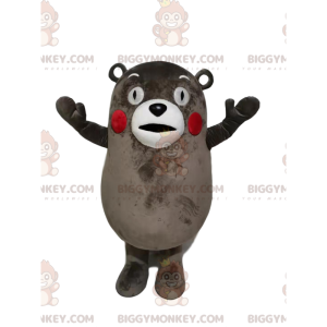 Traje de mascote BIGGYMONKEY™ ursinho de pelúcia cinza e branco