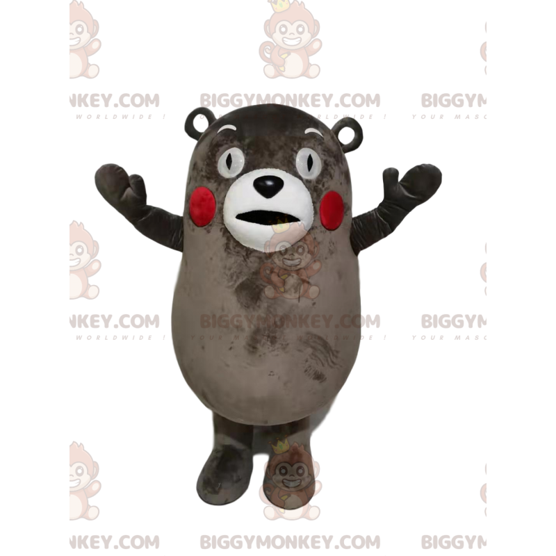 Kostium maskotki BIGGYMONKEY™ szaro-biały miś z czerwonymi