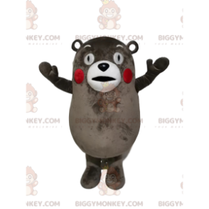 BIGGYMONKEY™ Mascottekostuum grijs en witte teddybeer met rode