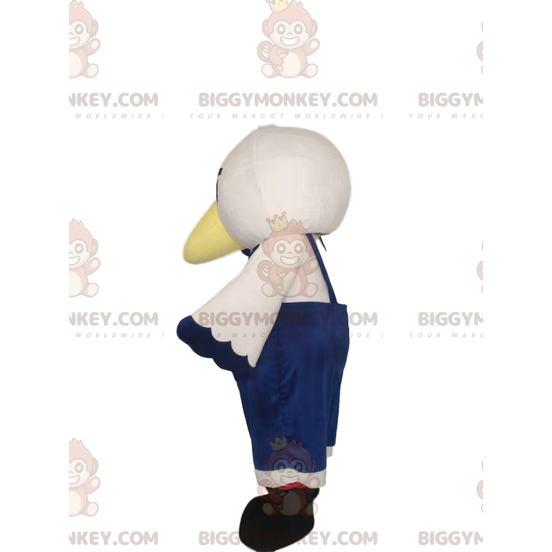 Traje de mascote de passarinho branco BIGGYMONKEY™ com macacão Traje de mascote de passarinho branco BIGGYMONKEY™ com macacão