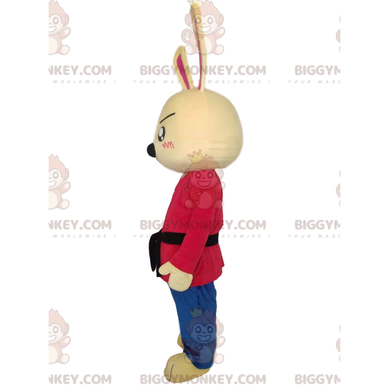 Στολή μασκότ Rabbit BIGGYMONKEY™ με μαύρη ζώνη - Μασκότ κουνελιού - BIGGYMONKEY_013809 - BiggyMonkey.com
