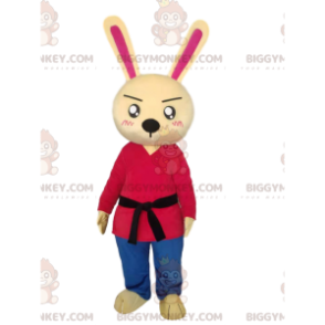 Rabbit BIGGYMONKEY™ Mascot Costume with Black Belt -