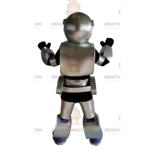 Graues und schwarzes Roboter-BIGGYMONKEY™-Maskottchen-Kostüm.