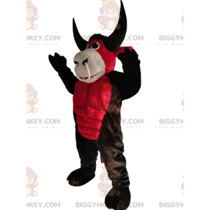 Costume de mascotte BIGGYMONKEY™ de bœuf rouge et marron avec