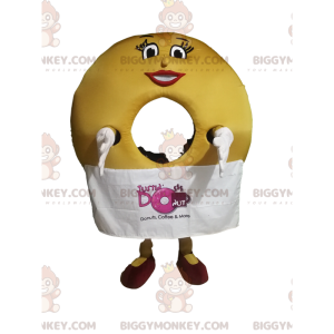 Donut BIGGYMONKEY™ Mascot Costume with Cute Smile and Apron -