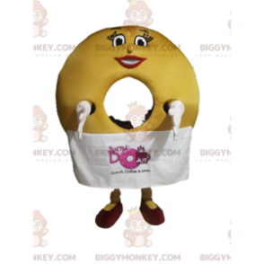 Donut BIGGYMONKEY™ Mascot Costume with Cute Smile and Apron -