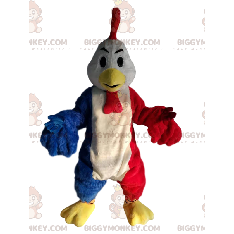  BIGGYMONKEY™ Costume da mascotte Gallo tricolore con fantastico stemma - Polli mascotte - Galli - Polli - BiggyMonkey.com