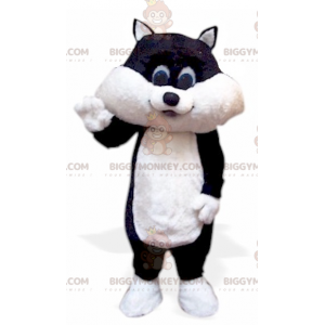 Zwart-wit kattenkatje BIGGYMONKEY™ mascottekostuum -