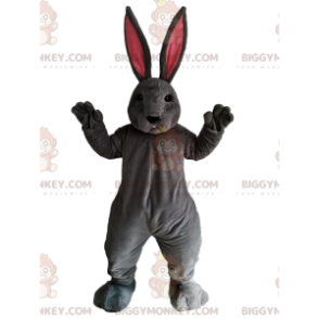 Kostým maskota BIGGYMONKEY™ Šedý králík s velkýma růžovýma ušima - Králík maskot - BIGGYMONKEY_013819 - BiggyMonkey.com