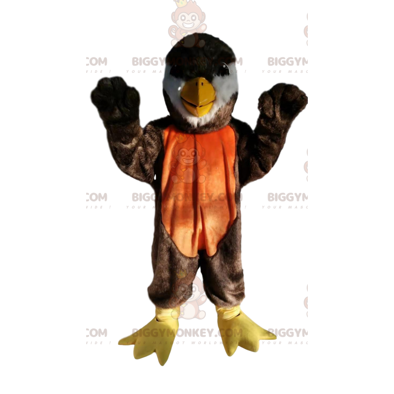 BIGGYMONKEY™ Costume da mascotte Uccello marrone e arancione BIGGYMONKEY™ Costume da mascotte Uccello marrone e arancione