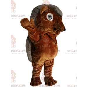 Brown and Gray Hedgehog BIGGYMONKEY™ Mascot Costume. hedgehog