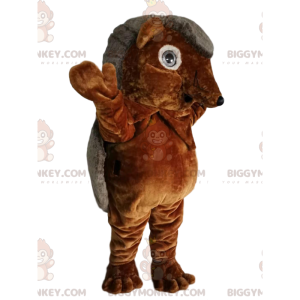 Costume de mascotte BIGGYMONKEY™ de hérisson marron et gris.