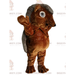 Ruskea ja harmaa siilin BIGGYMONKEY™ maskottiasu. siili-asu -
