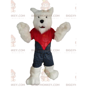 Στολή μασκότ Westie the Scottish Dog BIGGYMONKEY™ με σκωτσέζικη