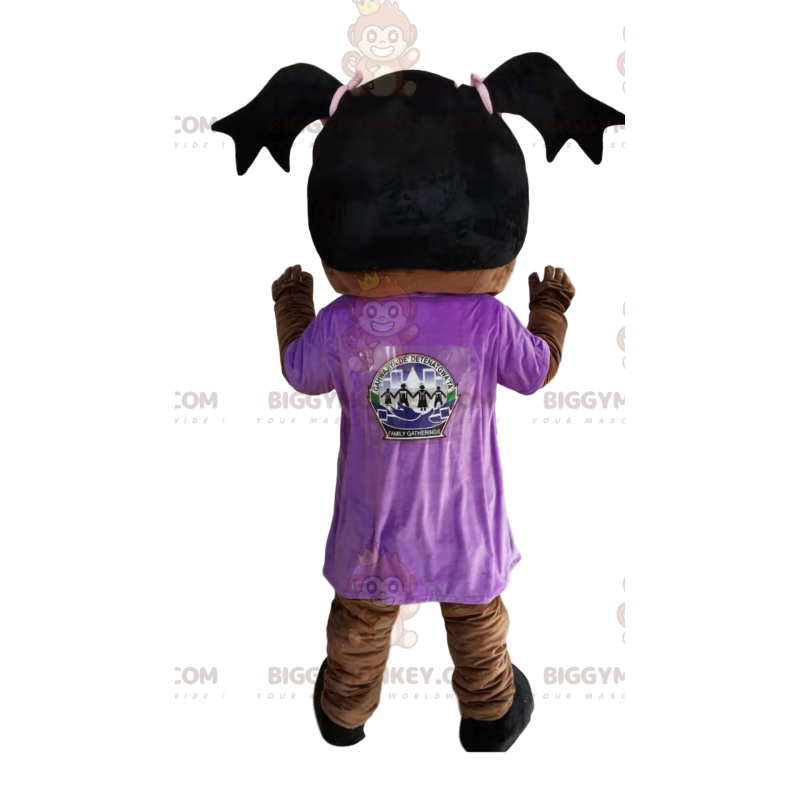Little girl BIGGYMONKEY™ mascot costume with purple jersey and