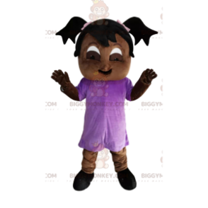  Disfraz de mascota BIGGYMONKEY™ para niña con jersey morado y coletas - Mascotas de niños y niñas - BiggyMonkey.com