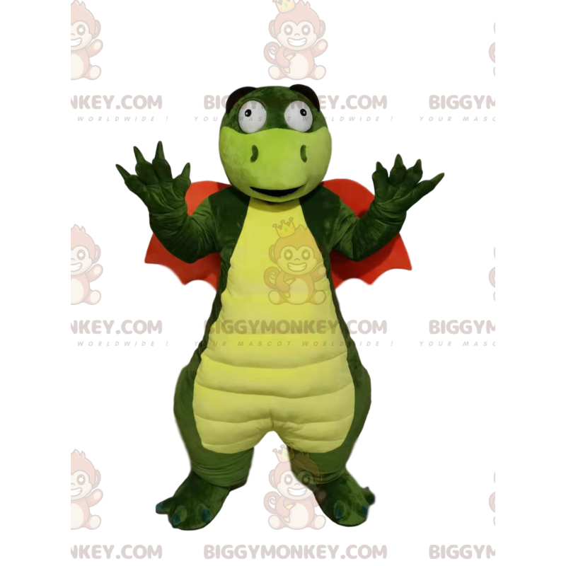 BIGGYMONKEY™ Mascot Costume Green Dragon with Orange Wings – BIGGYMONKEY™ Mascot Costume Green Dragon with Orange Wings –
