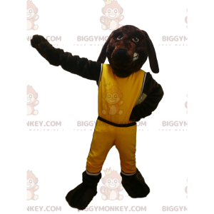 Traje de mascote marrom de cachorro BIGGYMONKEY™ com roupas