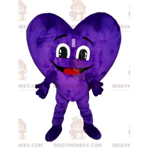 Purple velvet heart BIGGYMONKEY™ mascot costume. heart costume