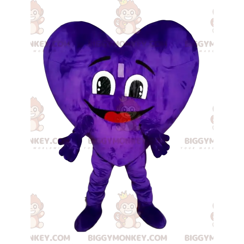 Purple velvet heart BIGGYMONKEY™ mascot costume. heart costume