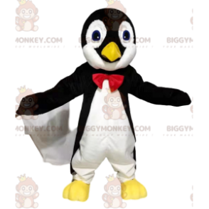 BIGGYMONKEY™ Maskottchenkostüm Schwarz-weißer Pinguin mit roter