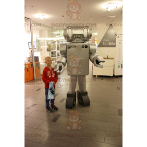 Highly Realistic Metallic Gray Robot BIGGYMONKEY™ Mascot