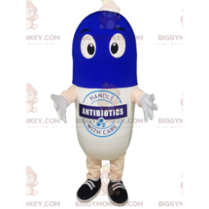  Valkoinen ja sininen pilleri BIGGYMONKEY™ maskottiasu. - Luokittelemattomat maskotit - BIGGYMONKEY_013837 - BiggyMonkey.com
