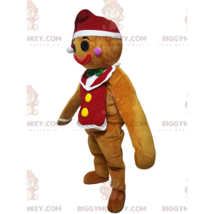 BIGGYMONKEY™ Gingerbread Man Mascot-dräkt med julhatt -