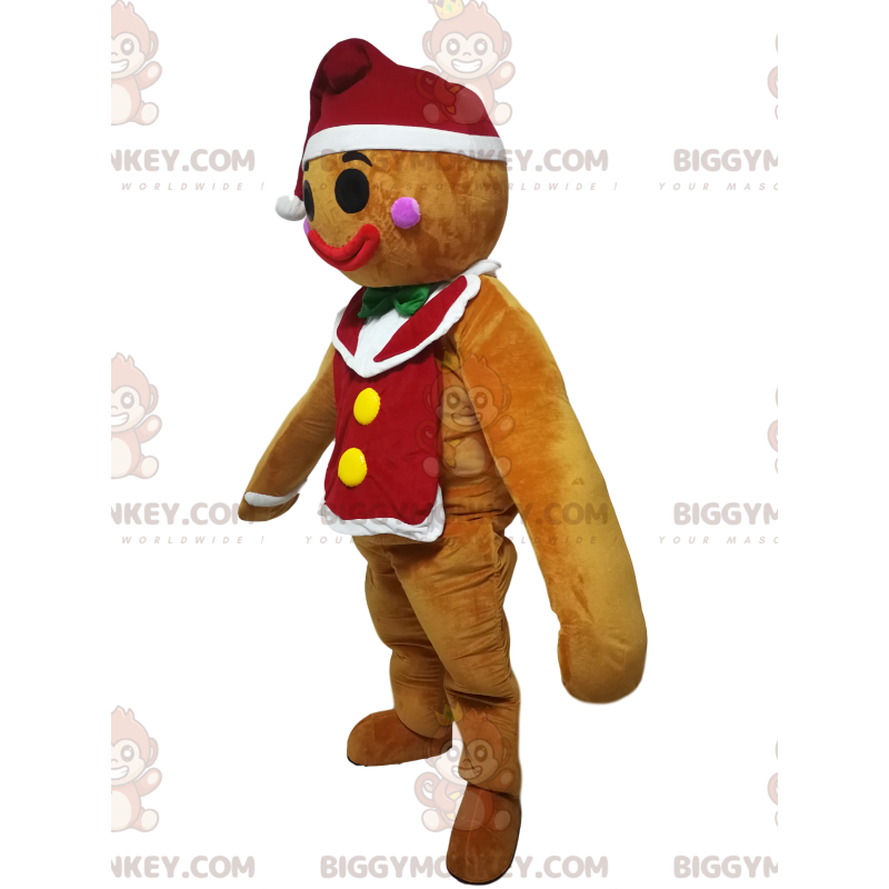 BIGGYMONKEY™ Gingerbread Man Mascot Costume with Christmas Hat