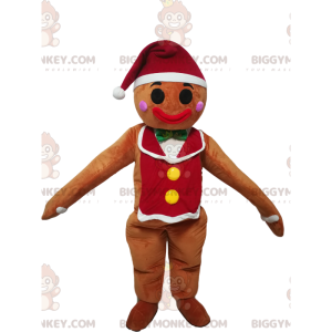 BIGGYMONKEY™ Gingerbread Man Mascot Costume with Christmas Hat